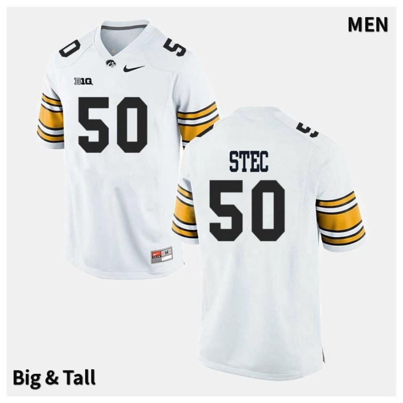 Men's Iowa Hawkeyes NCAA #50 Louie Stec White Authentic Nike Big & Tall Alumni Stitched College Football Jersey YL34X25UE
